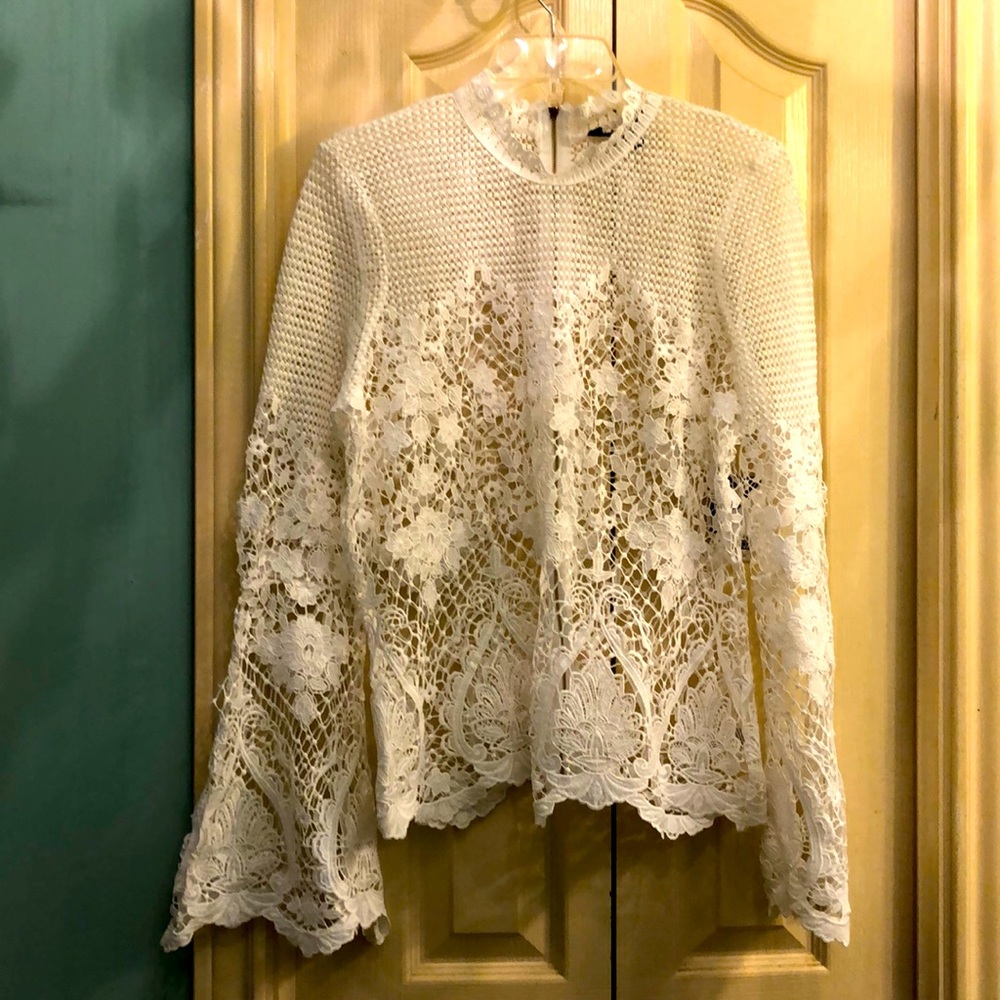Project Runway white lace blouse